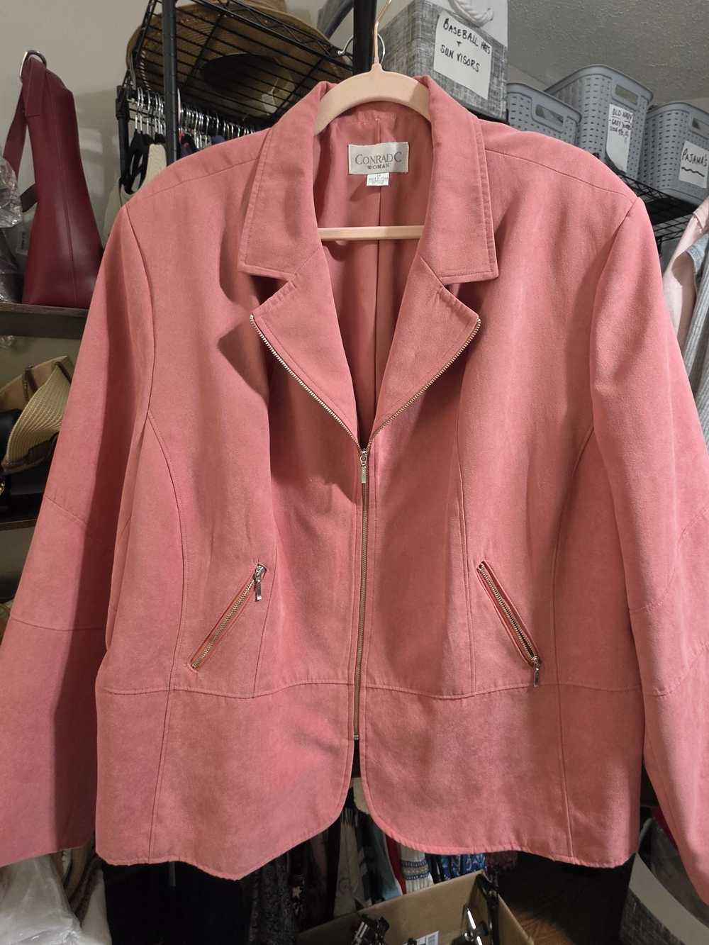 CONRAD C Pink Faux Suede  Jacket